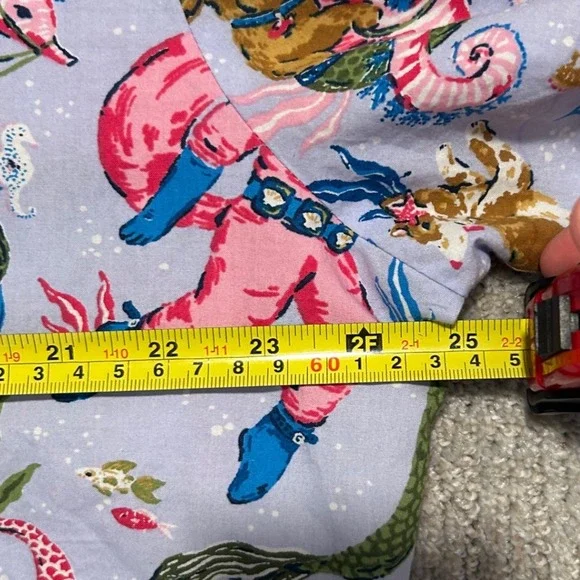 Printfresh Mermaid Dog Astronaut Pajama Set Women's L Blue Pink Organic Cotton - Picture 4 of 4